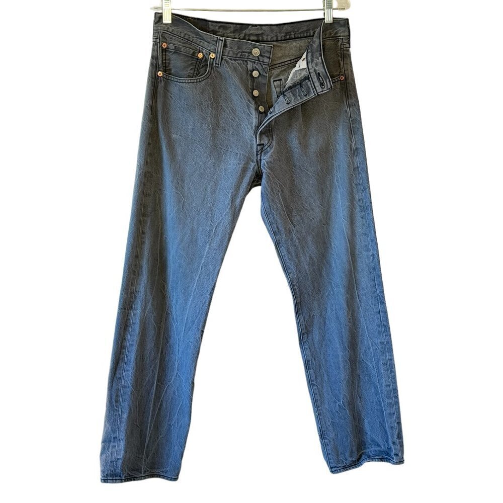 Levi’s 501 Button Fly Grey Denim Jeans Straight Leg 34 x 32